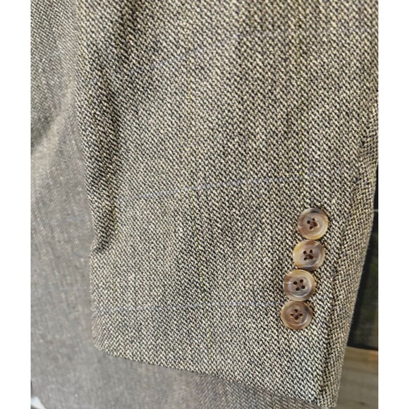 Hart Schaffner Marx Blazer Mens L Beige Houndstooth Wool Sport Coat Jacket - Picture 6 of 9